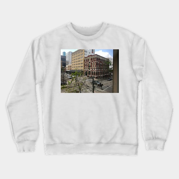 Street Corner in Houston Crewneck Sweatshirt by ephotocard